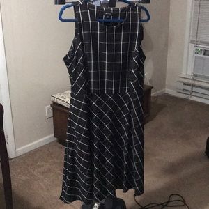 Black/white plaid fit & flare dress, size 14